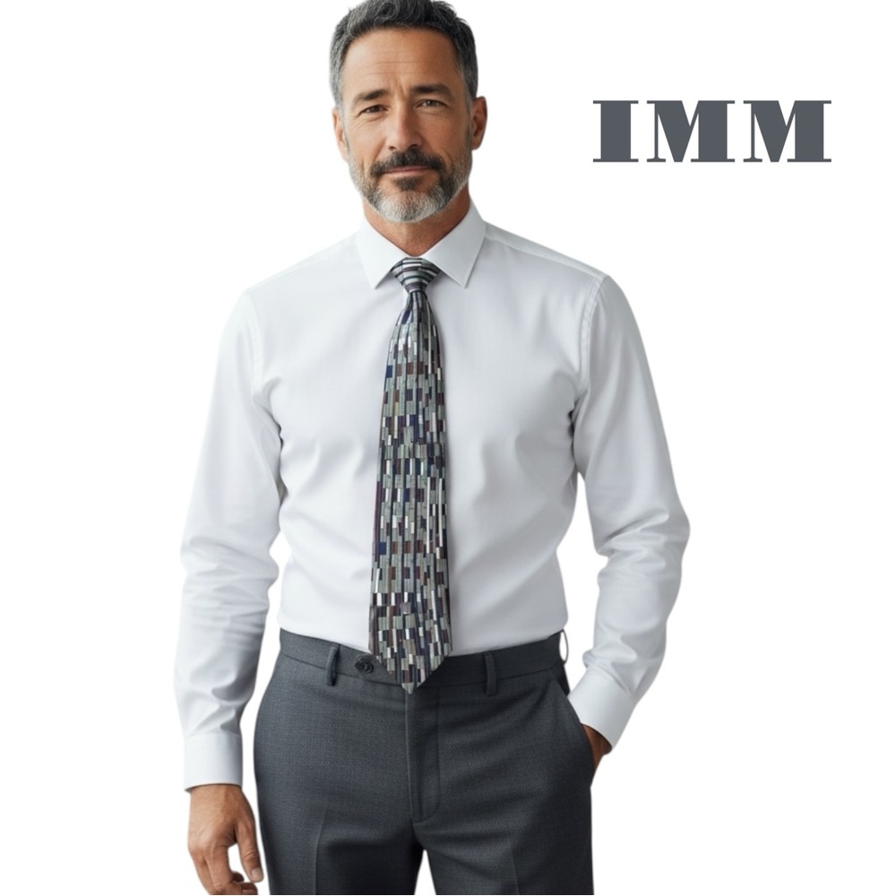 IMM Gray Black Burgundy Italian Silk Necktie NWOT Office